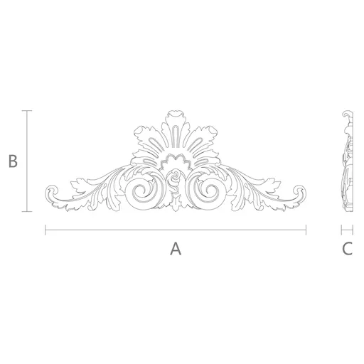 N-251 Antique Palmette Wood Pediment from oak